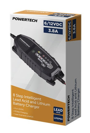 6/12VDC 3.8A 8-Step Intelligent Lead Acid and Lithium Battery Charger MB3904