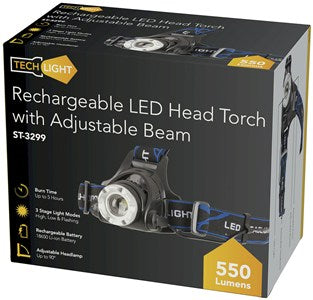 Rechargeable Head Torch with Adjustable Beam ST3299