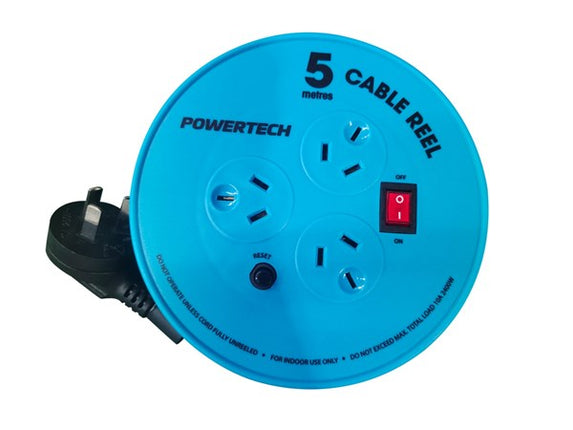 Powertech 3 Way Round Powerboard With 5M Extension Cord MS4120