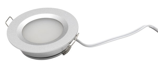 TechLight 2W 11-16VDC Cool White LED Downlight with Push Button Diffuser Silver SL2360