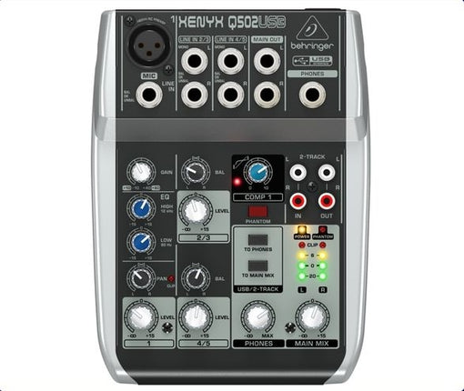 BEHRINGER XENYX Q502USB MIXER • 5-Input 2-Bus Mixer, Mic Preamp