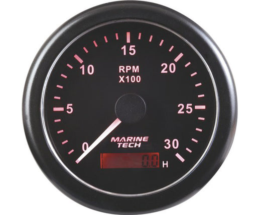 Marine Tech Tachometer, 0-3000 RPM, 10cm, Black Background, MGG105