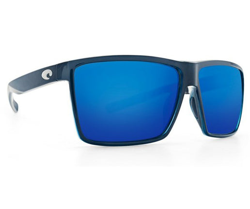 Costa Rincon Sunglasses, Shiny Black Frame, Blue Mirror Lens RIN 11 OBMGLP
