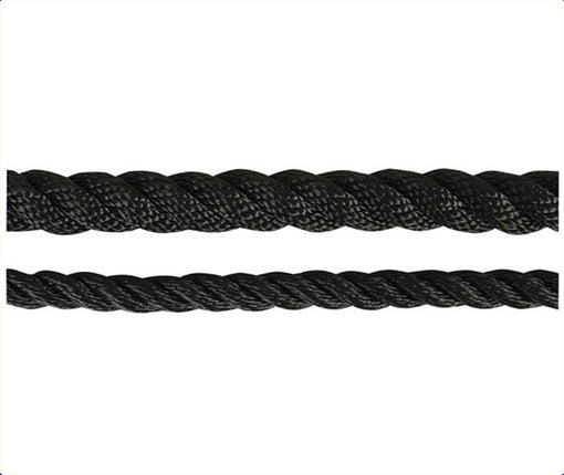 Black Polyester 3 Strand Rope,10mm,1200kg BS,100m Roll TRA205