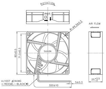 80mm 12VDC IP68 Ball Bearing Cooling Fan