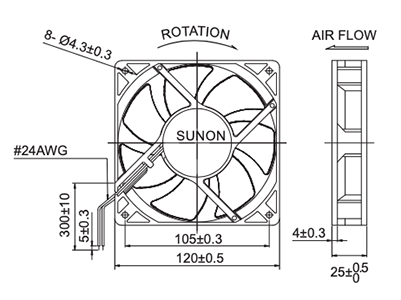 120mm 12VDC Ball Bearing Cooling Fan