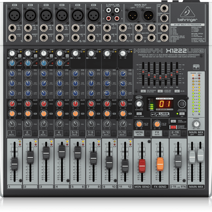 Behringer X1222USB 16-Input 2/2-Bus Mixer, Preamps
