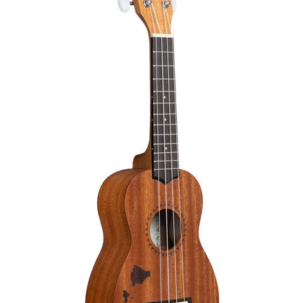 Satin Mahogany Soprano Ukulele with Hawaiian Islands