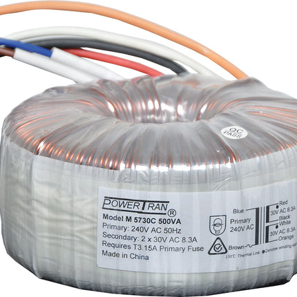 Powertran 30 + 30 500VA Toroidal Transformer M5730C