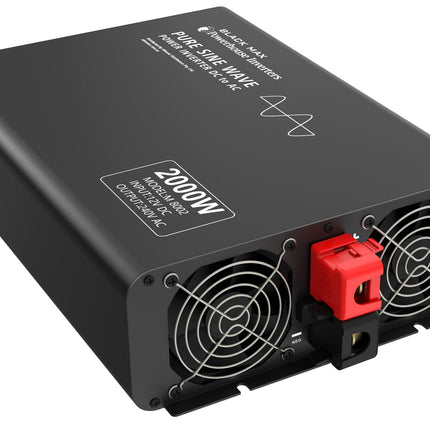 Powerhouse Black Max 2000W Pure Sine Wave Power Inverter with AC Transfer – 12V to 240V