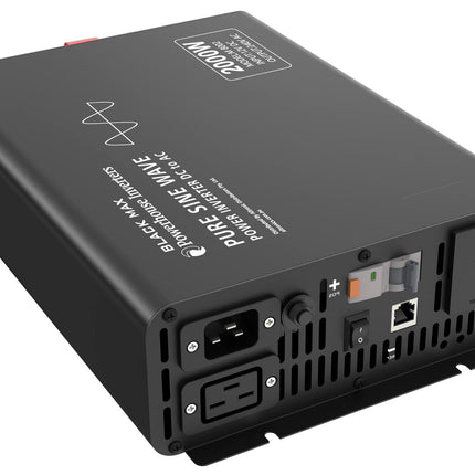 Powerhouse Black Max 2000W Pure Sine Wave Power Inverter with AC Transfer – 12V to 240V
