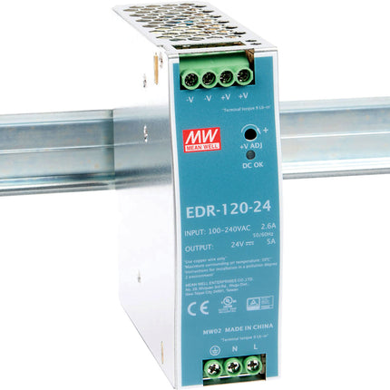 Mean Well EDR-120-24 120W 24VDC 5A DIN Rail Power Supply M8410a