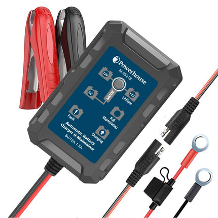 Powerhouse Battery Maintenance Charger 6V/12V 1.5A AGM/Lithium