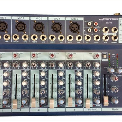 ProLight Mixer Karaoke, DJ, Studio Mixer, 5 Mic Channels, MP3 MX502