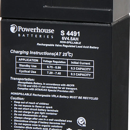 Powerhouse 6V 4.5Ah Sealed Lead Acid (SLA) Battery 4.8mm/F1