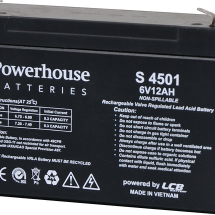Powerhouse 6V 12Ah Sealed Lead Acid (SLA) Battery 4.8mm/F1