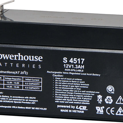 Powerhouse 12V 1.3Ah Sealed Lead Acid (SLA) Battery 4.8mm/F1