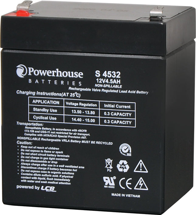 Powerhouse 12V 4.5Ah Sealed Lead Acid (SLA) Battery 4.8mm/F1
