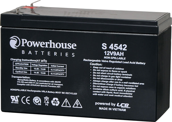 Powerhouse 12V 9Ah Sealed Lead Acid (SLA) Gel Battery 4.8mm/F1