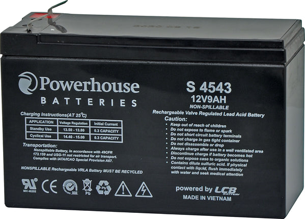 Powerhouse 12V 9Ah Sealed Lead Acid (SLA) Gel Battery 6.3mm/F2