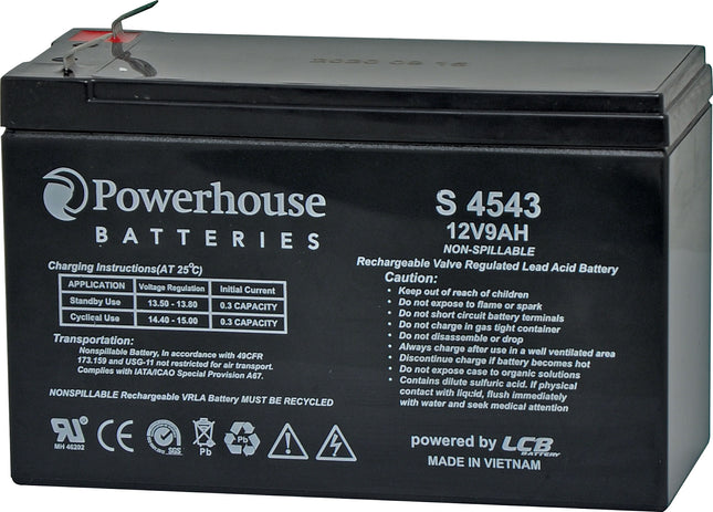 Powerhouse 12V 9Ah Sealed Lead Acid (SLA) Gel Battery 6.3mm/F2