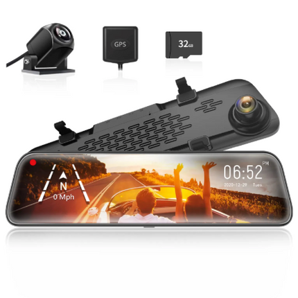 WOLFBOX G900Pro 12MP Smart Rear View Mirror Dash Cam