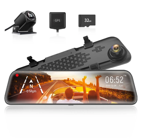 WOLFBOX G900Pro 12MP Smart Rear View Mirror Dash Cam