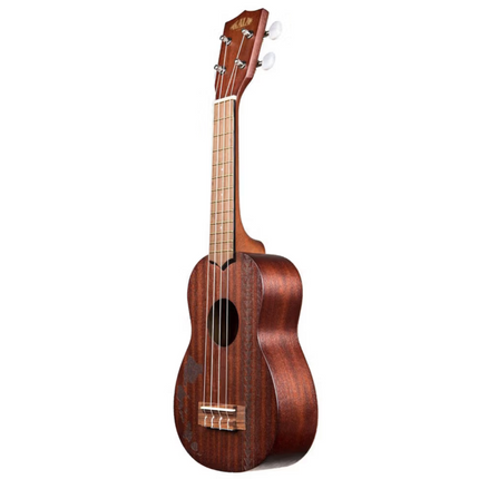 SATIN MAHOGANY SOPRANO W/ HAWAIIAN ISLANDS & TATTOO KA-15S-H2