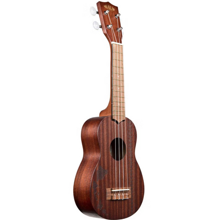 SATIN MAHOGANY SOPRANO W/ HAWAIIAN ISLANDS & TATTOO KA-15S-H2