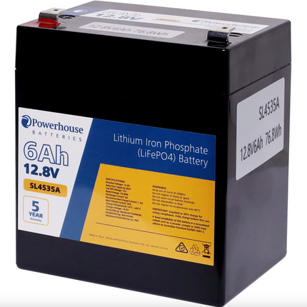 Powerhouse 12V 6Ah Lithium LiFePO4 Battery 4.8mm/F1