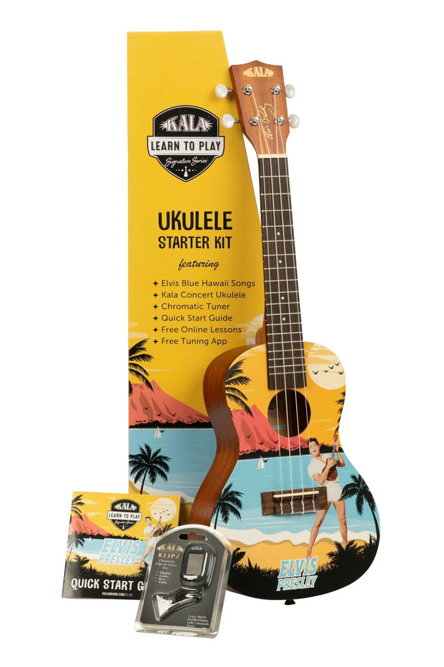 KALA-LTP-C-EBH Elvis BLUE HAWAII Concert Signature Series LEARN TO PLAY ELVIS CONCERT UKULELE STARTER KIT