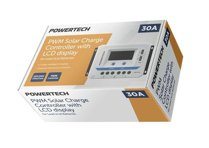 Powertech 12V/24V 30A PWM Solar Charge Controller with LCD display MP3766