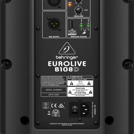 Behringer B108D Active 300W 20cm PA Speaker, Wireless