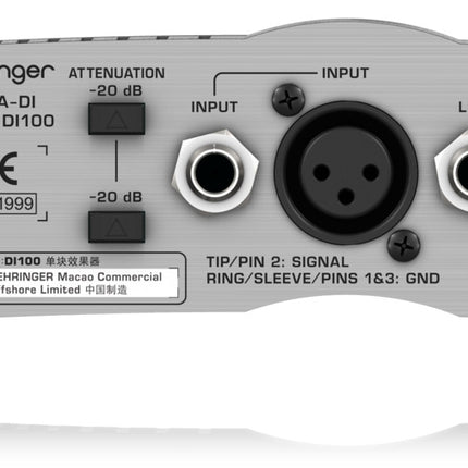 Behringer DI100 Battery / Phantom Powered DI-Box