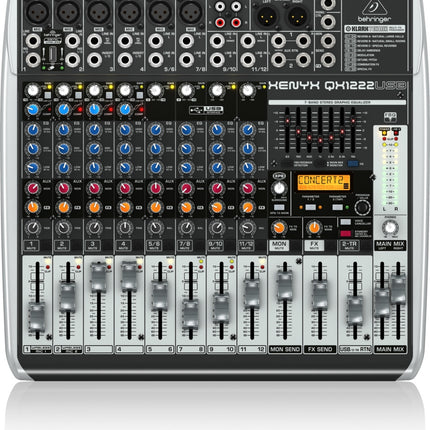 BEHRINGER XENYX QX1222USB MIXER • 16-Input 2/2-Bus Mixer, Preamp