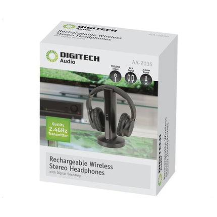 Digitech 2.4GHz Wireless Rechargeable Stereo Headphones AA2036