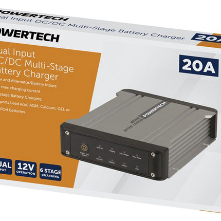 Powertech Dual Input 20A DC/DC Multi-Stage Battery Charger,Lead & Lithium MB3940