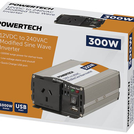 Powertech 300W (1000W) 12VDC to 240VAC Modified Sinewave Inverter MI5302