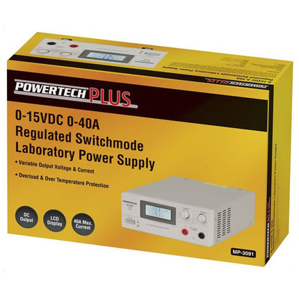 Powertech 0-15VDC 0-40A Regulated Switchmode Lab Power Supply MP3091