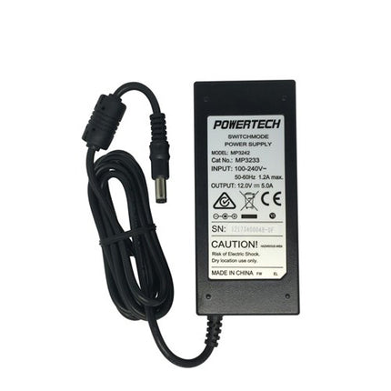 Powertech 12VDC 5A Desktop Power Supply, Fixed 2.1mm Plug For ELO 90 MP3233