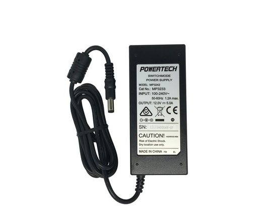 Powertech 12VDC 5A Desktop Power Supply, Fixed 2.1mm Plug For ELO 90 MP3233