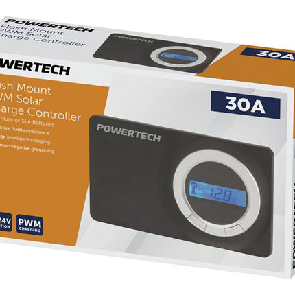 Powertech 12/24V 30A Flush Mount PWM Solar Charge Controller, LCD Display MP3764