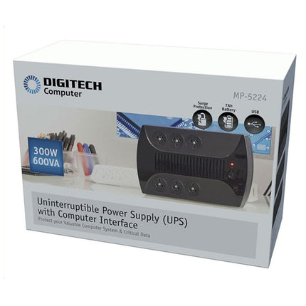 Digitech Line Interactive UPS, 600VA (300W) MP5224