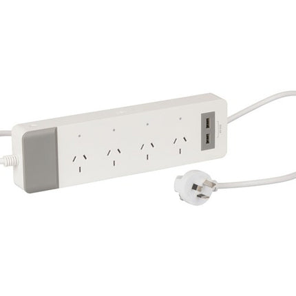 Powertech 4 Way Smart WiFi Mains Powerboard with 2 USB Ports MS6107