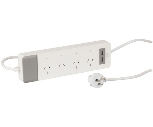 Powertech 4 Way Smart WiFi Mains Powerboard with 2 USB Ports MS6107