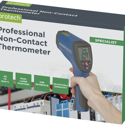 Protech High Temperature Non-Contact Thermometer, K-Type Probe, USB QM7430