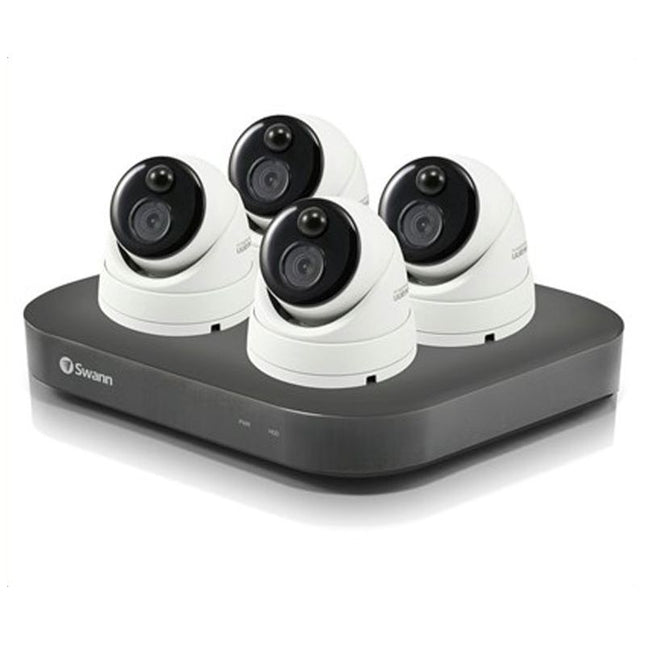 Swann 8 Channel 4K DVR Kit, 4 x 4K PIR Dome Cameras QV9053 SWDVK-855804D