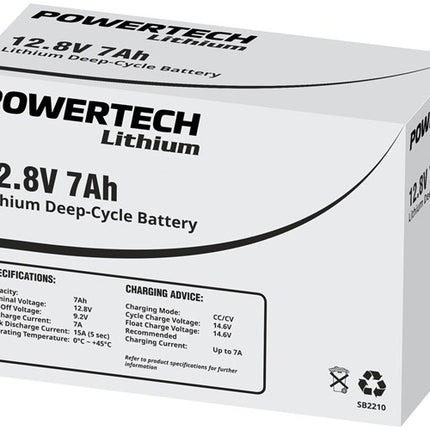 Powertech 12.8V 7Ah Lithium Deep Cycle Battery SB2210