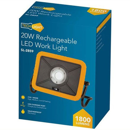 TechLight Rugged 20W 1800 Lumen LED Rechargeable Work Light SL2859