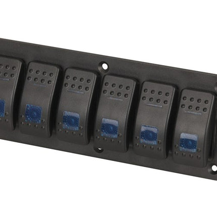 6 Way Illuminated Blue Rocker Switch Panel SZ1925